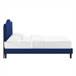 Pemberly Row Channel Tufted Velvet King Platform Bed in Navy