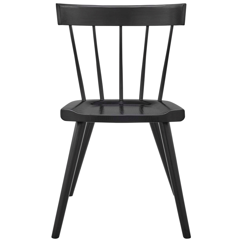 Pemberly Row Spindle Back Elm Wood Dining Chair in Black Finish