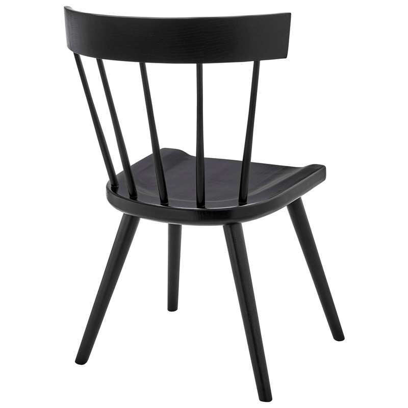 Pemberly Row Spindle Back Elm Wood Dining Chair in Black Finish