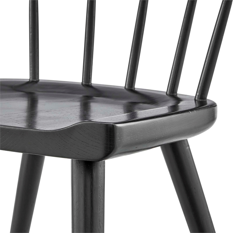 Pemberly Row Spindle Back Elm Wood Dining Chair in Black Finish