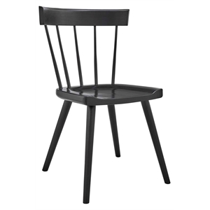 Pemberly Row Spindle Back Elm Wood Dining Chair in Black Finish