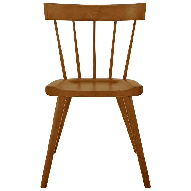 Pemberly Row Spindle Back Elm Wood Dining Chair in Walnut Finish