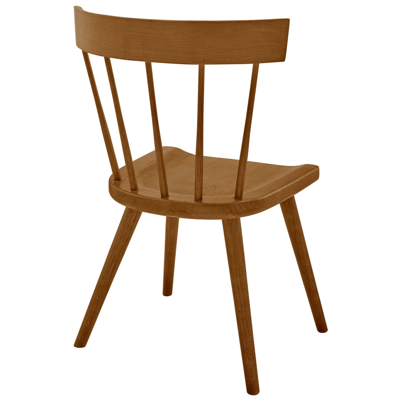 Pemberly Row Spindle Back Elm Wood Dining Chair in Walnut Finish