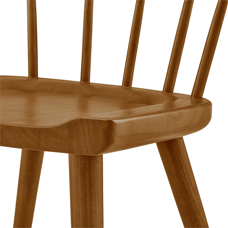 Pemberly Row Spindle Back Elm Wood Dining Chair in Walnut Finish