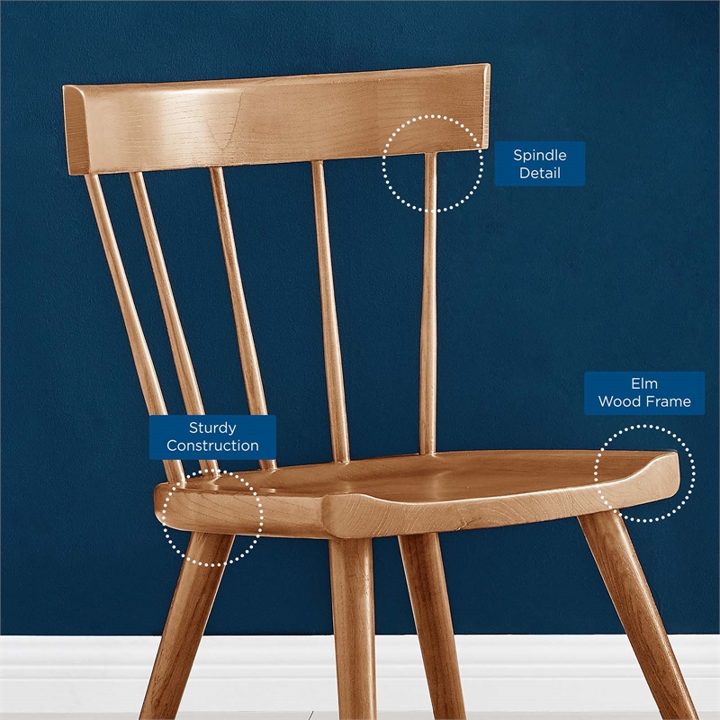 Pemberly Row Spindle Back Elm Wood Dining Chair in Walnut Finish