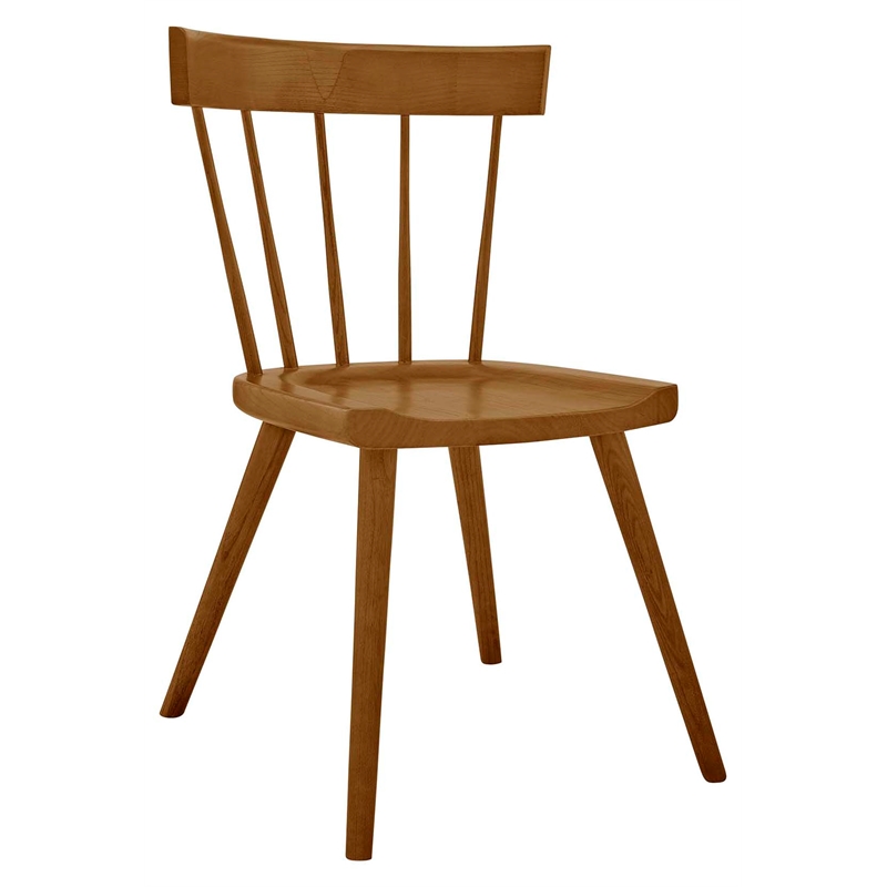 Pemberly Row Spindle Back Elm Wood Dining Chair in Walnut Finish