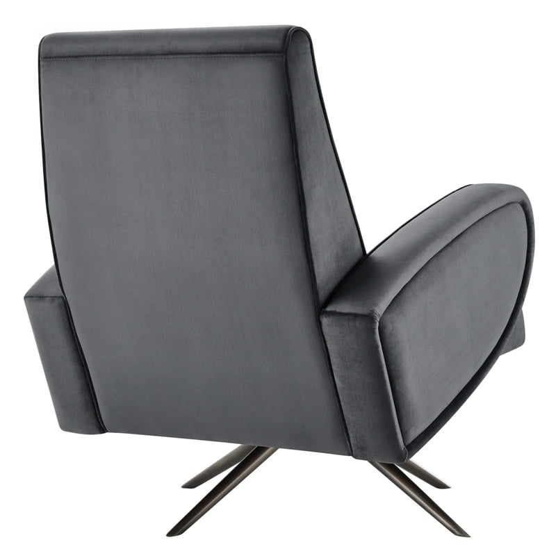 Pemberly Row Modern Performance Velvet Swivel Chair in Gray