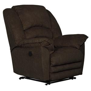 Pemberly Row Power Lay Flat Recliner in Chocolate Textile