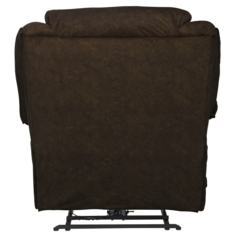 Pemberly Row Power Lay Flat Recliner in Chocolate Textile