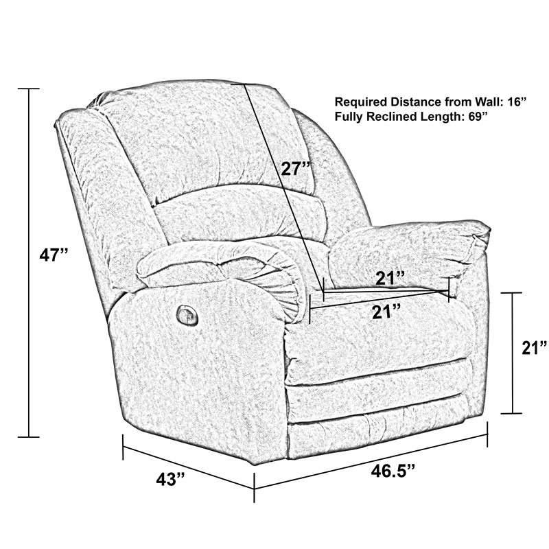 Pemberly Row Power Lay Flat Recliner in Chocolate Textile