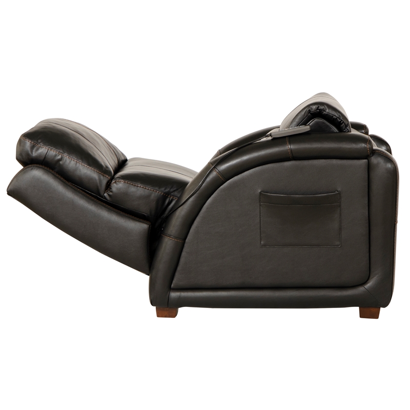 Pemberly Row Zero Gravity Leather Recliner with Massage in Black