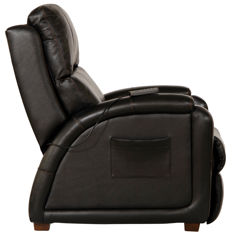 Pemberly Row Zero Gravity Leather Recliner with Massage in Black