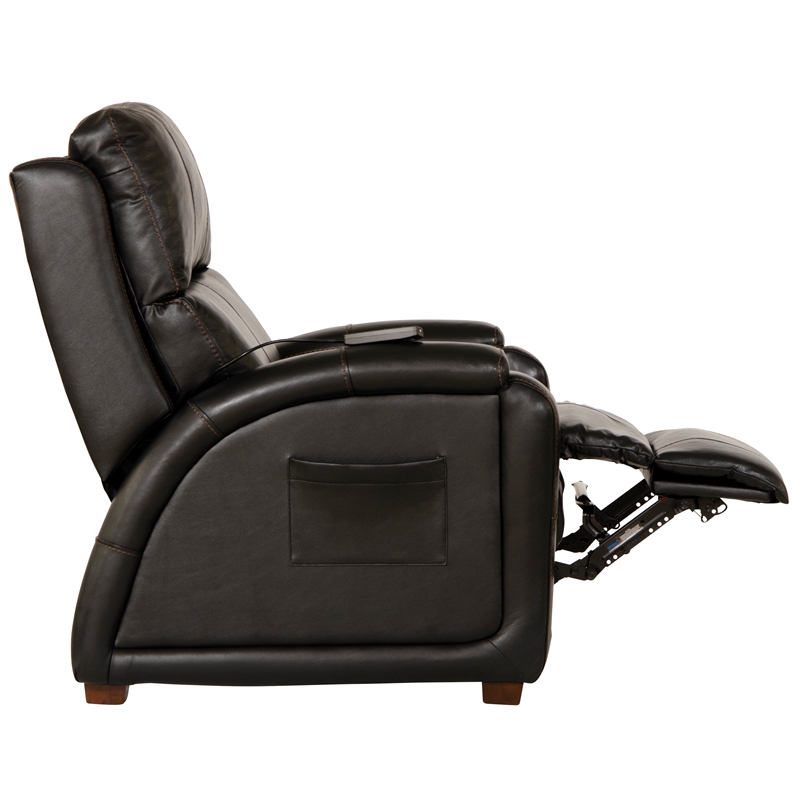 Pemberly Row Zero Gravity Leather Recliner with Massage in Black