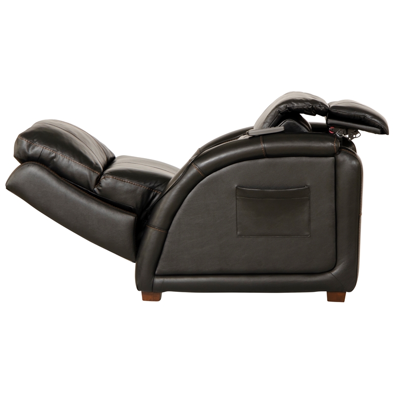 Pemberly Row Zero Gravity Leather Recliner with Massage in Black