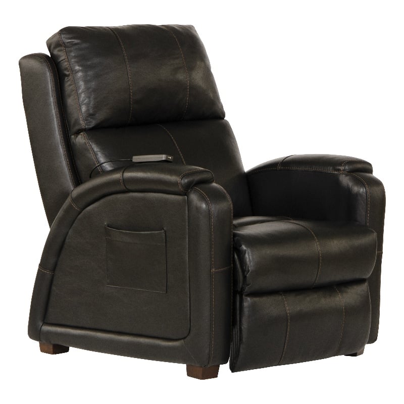 Pemberly Row Zero Gravity Leather Recliner with Massage in Black