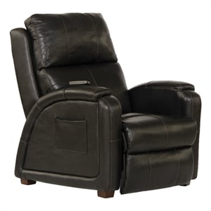 Pemberly Row Zero Gravity Leather Recliner with Massage in Black