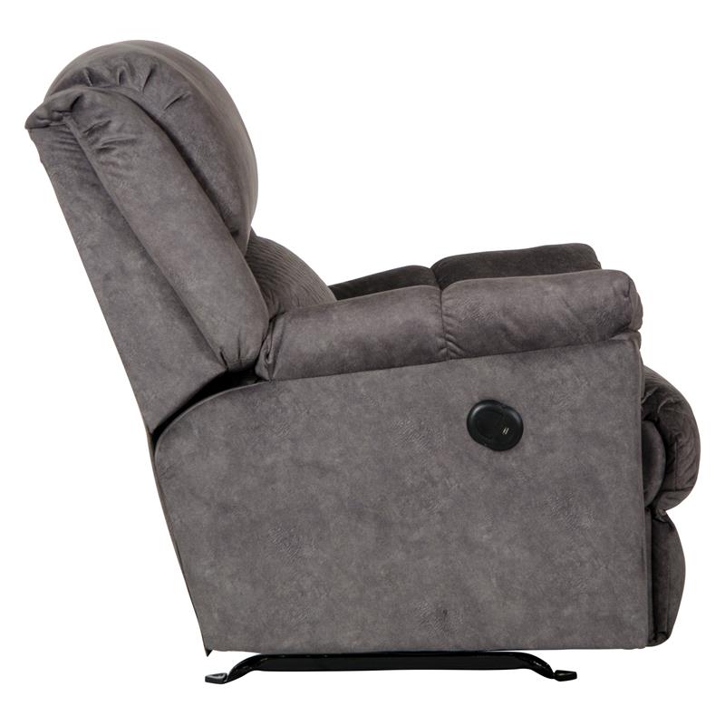 Pemberly Row Power Rocker Recliner in Grey Polyester with USB Port