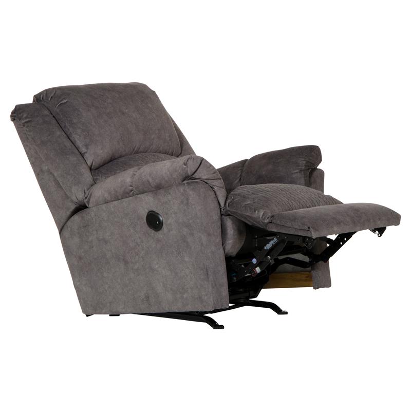 Pemberly Row Power Rocker Recliner in Grey Polyester with USB Port