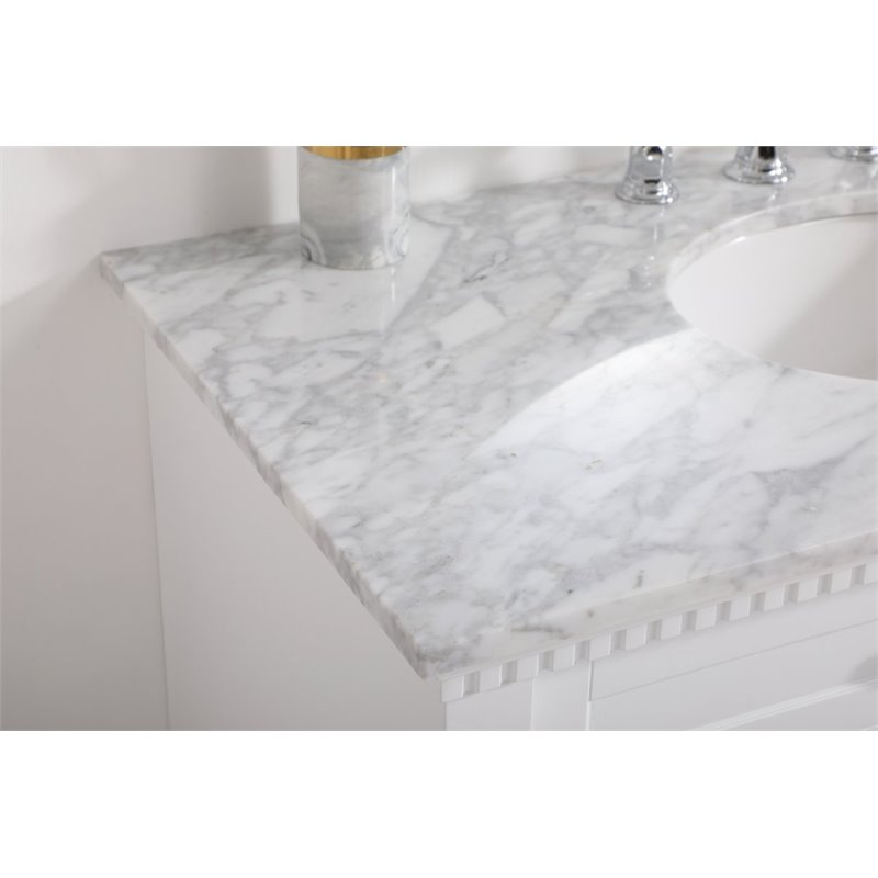 Pemberly Row Solid Wood and Metal Single Bathroom Vanity in White 42