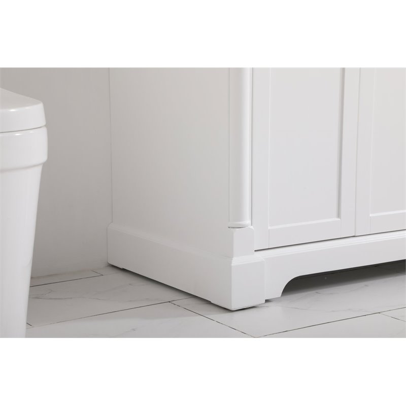 Pemberly Row Solid Wood and Metal Single Bathroom Vanity in White 42
