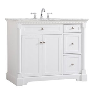 Pemberly Row Solid Wood and Metal Single Bathroom Vanity in White 42&quot