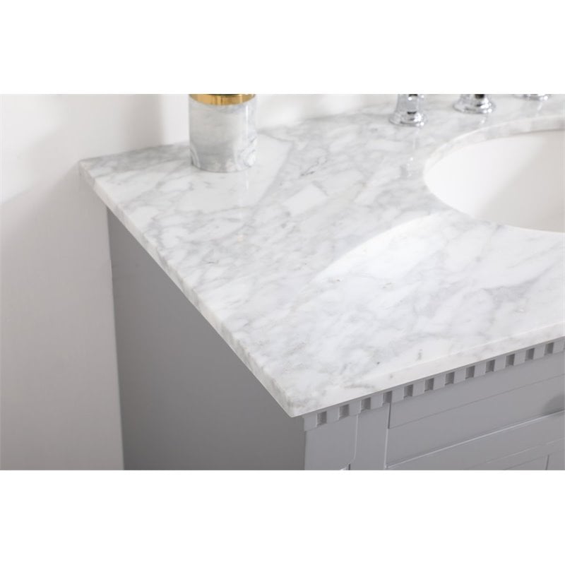 Pemberly Row Solid Wood and Metal Single Bathroom Vanity in Gray 42