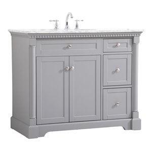 Pemberly Row Solid Wood and Metal Single Bathroom Vanity in Gray 42&quot