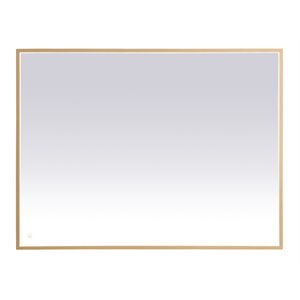 Pemberly Row 36x48&quot LED Mirror with Aluminum Frame in Brass