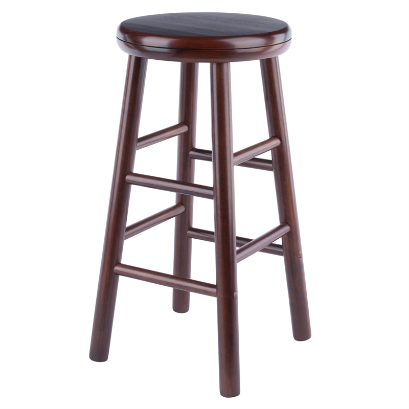 Pemberly Row 2-Piece Solid Wood Swivel Counter Stool Set in Walnut