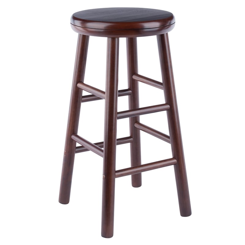 Pemberly Row 2-Piece Solid Wood Swivel Counter Stool Set in Walnut