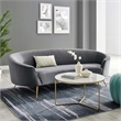 Pemberly Row Curved Velvet Sofa in Gray with Gold Legs