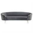 Pemberly Row Curved Velvet Sofa in Gray with Gold Legs