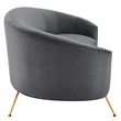 Pemberly Row Curved Velvet Sofa in Gray with Gold Legs