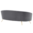 Pemberly Row Curved Velvet Sofa in Gray with Gold Legs
