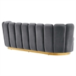 Pemberly Row Tufted Performance Velvet Sofa in Gray with Gold Rim