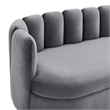 Pemberly Row Tufted Performance Velvet Sofa in Gray with Gold Rim