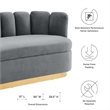 Pemberly Row Tufted Performance Velvet Sofa in Gray with Gold Rim