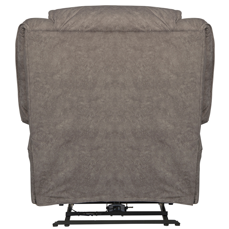 Pemberly Row Power Lay Flat Recliner with USB Charging Port in Gray Fabric