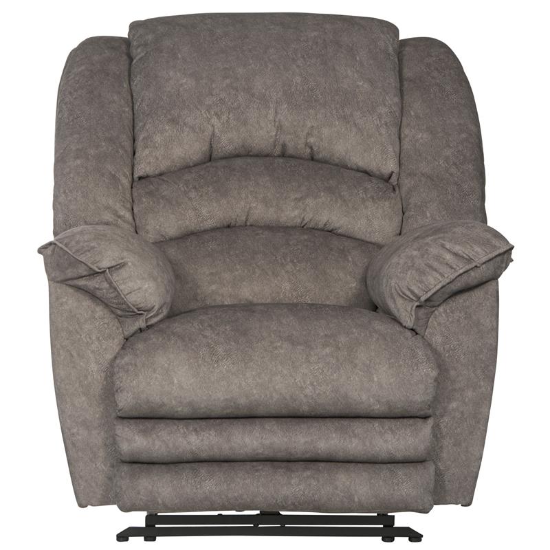 Pemberly Row Power Lay Flat Recliner with USB Charging Port in Gray Fabric