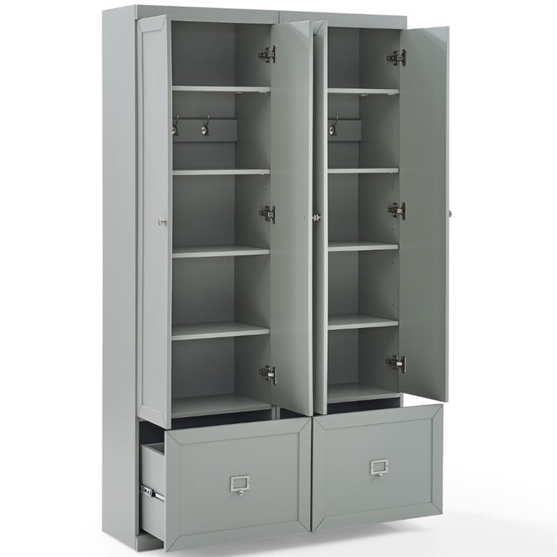 Pemberly Row Modern Wood 2-Piece Pantry Closet in Gray