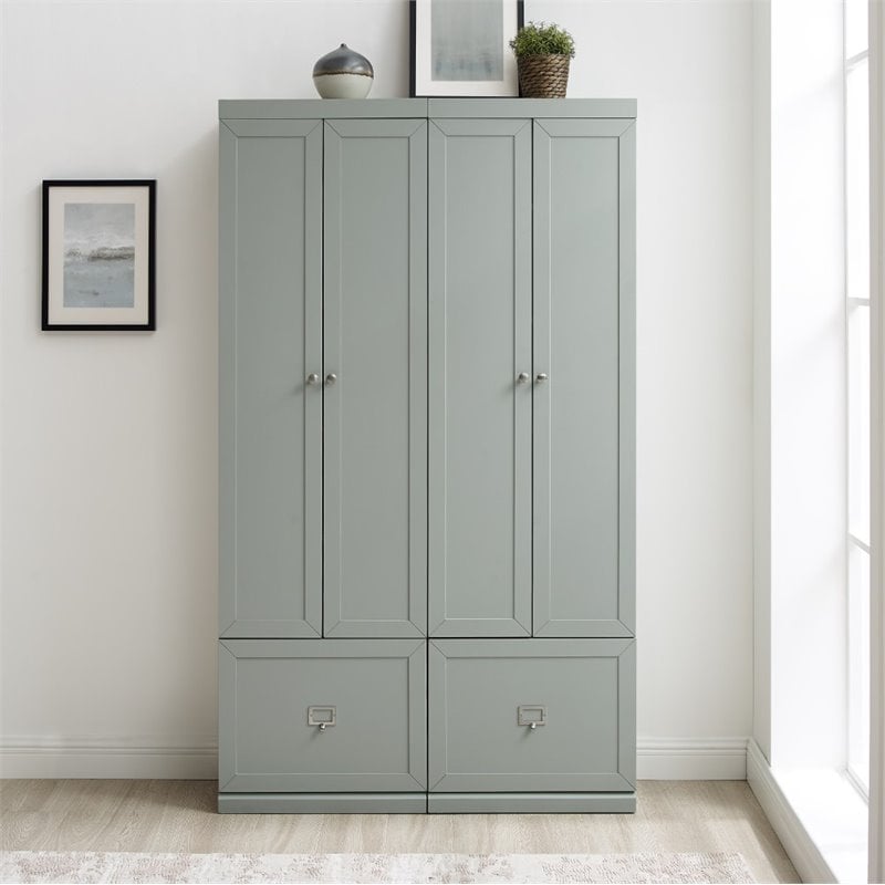 Pemberly Row Modern Wood 2-Piece Pantry Closet in Gray