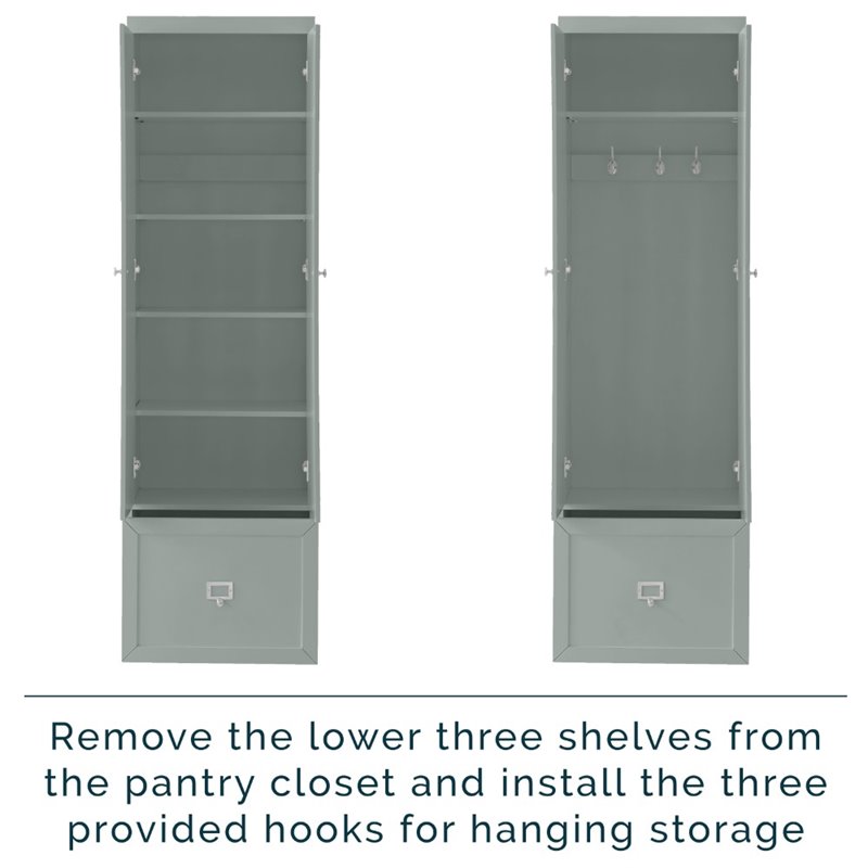 Pemberly Row Modern Wood 2-Piece Pantry Closet in Gray