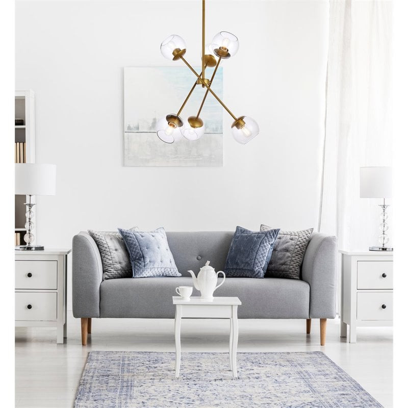Pemberly Row 6-Light Modern Sputnik Pendant in Brass and Clear