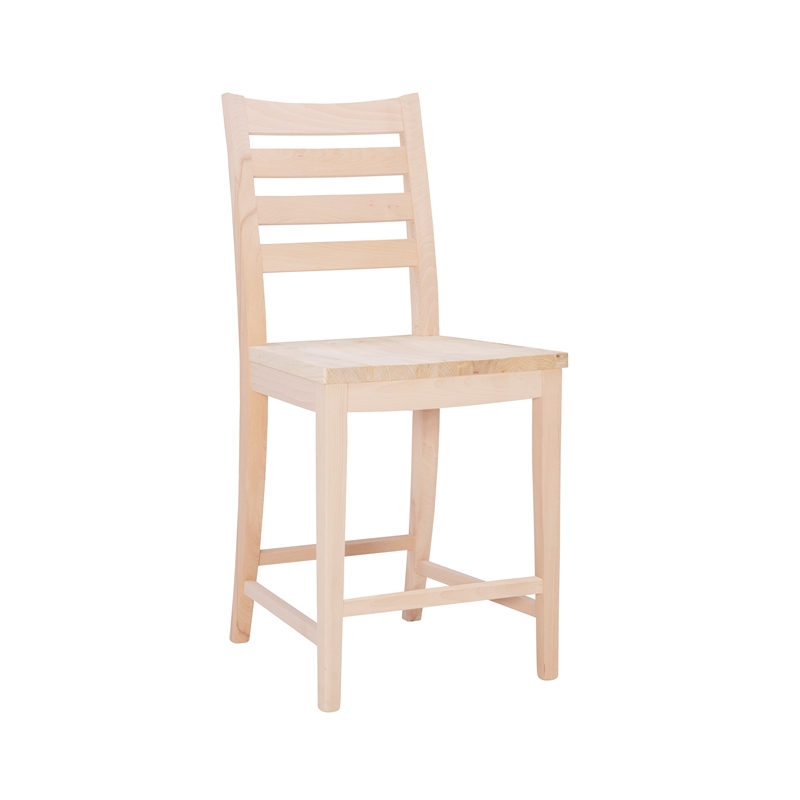 Pemberly Row Set of 2 Ladderback Counter Stools in Unfinished Beechwood