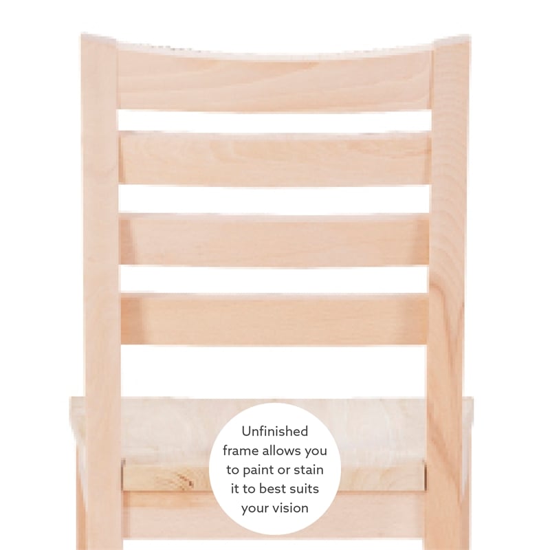 Pemberly Row Set of 2 Ladderback Counter Stools in Unfinished Beechwood