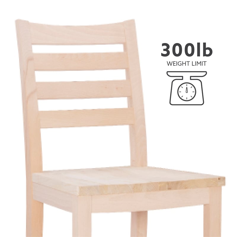 Pemberly Row Set of 2 Ladderback Counter Stools in Unfinished Beechwood