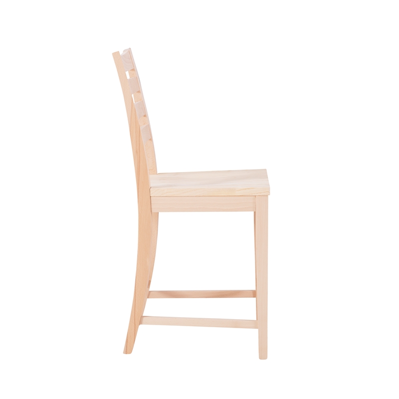 Pemberly Row Set of 2 Ladderback Counter Stools in Unfinished Beechwood