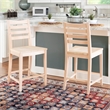 Pemberly Row Set of 2 Ladderback Counter Stools in Unfinished Beechwood