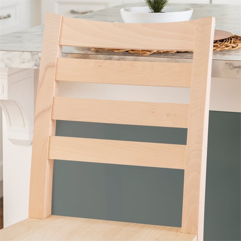 Pemberly Row Set of 2 Ladderback Counter Stools in Unfinished Beechwood