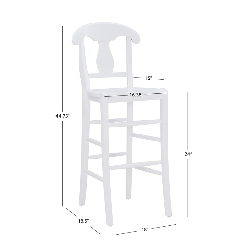Pemberly Row Commercial Grade Set of 2 Counter Stools in White Beechwood